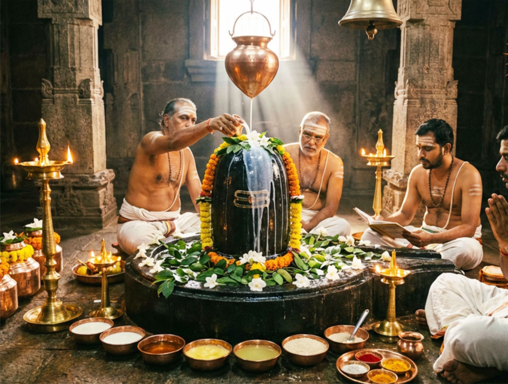 Acharya Shivashish Guruji spiritual services, Trusted Vedic Pandit in Trimbakeshwar, Hindu puja rituals in Nashik, Devotees performing puja at Trimbakeshwar, Spiritual guidance and Vedic rituals